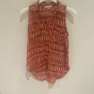 Lush Sleeveless Sheer Geometric Button up Top